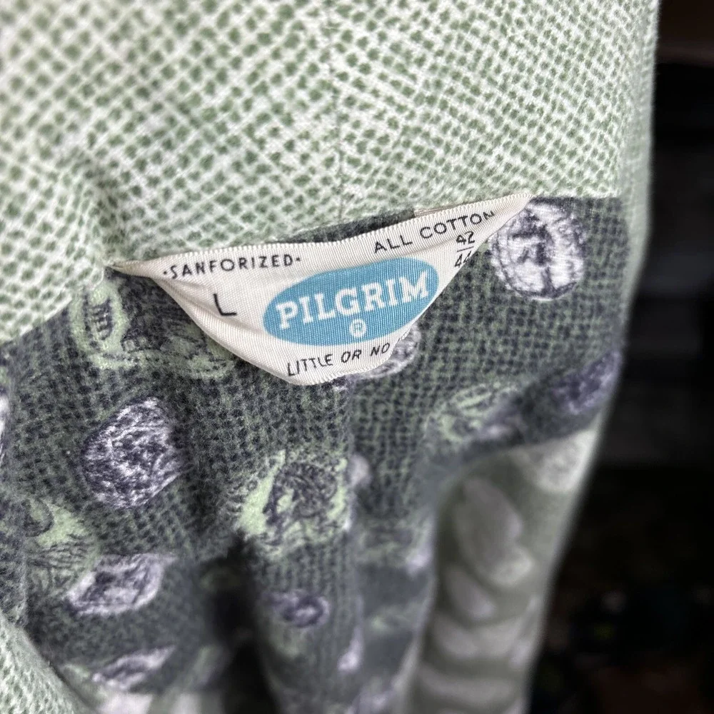 Pilgrim True Vintage 50s Blanket Robe Men L Flannel Sanforized Coins Green‎ Rare